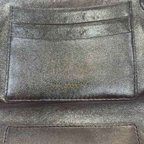 RARE Anya Hindmarch Metallic Silver Leather Bifold Double Kisslock Wallet Clutch - Picture 3 of 10